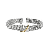 Popcorn Texture Cuff Bangle in Sterling Silver and 18k Yellow Gold (10.00 mm)