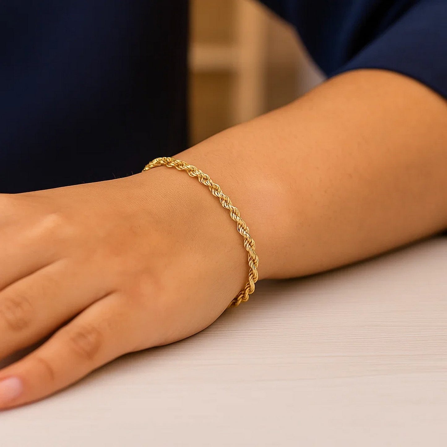 Lite Rope Chain Bracelet in 10k Yellow Gold  (2.50 mm)