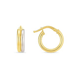 14k Two Tone Gold Double Round Hoops