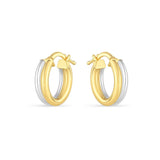 14k Two Tone Gold Double Round Hoops