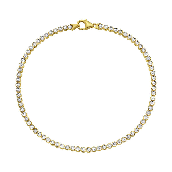 14K Two Tone Gold Diamon Oro Tennis Bracelet (2.40 mm)