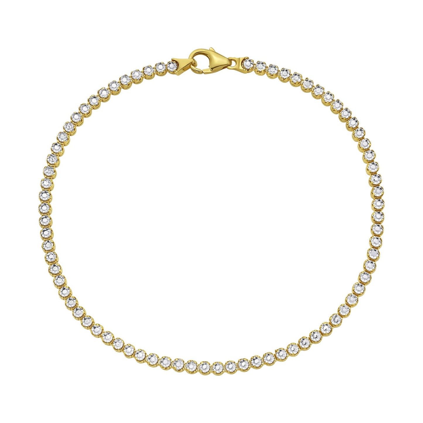 14K Two Tone Gold Diamon Oro Tennis Bracelet (2.40 mm)