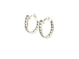 Sterling Silver Oval Hoop Earrings with Cubic Zirconias(3x15mm)