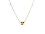 14k Yellow Gold 17 inch Necklace with Round Citrine