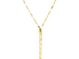 14k Yellow Gold Double Strand Chain with Puffed Heart Lariat Necklace