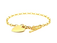 Toggle Bracelet with Heart Charm in 14k Yellow Gold (4.80 mm)