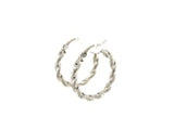 Sterling Silver Round Twisted Hoop Earrings(3x20mm)