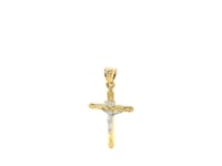 14k Two Tone Gold Cross Pendant