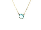 14k Yellow Gold 17 inch Necklace with Cushion Blue Topaz