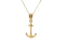 14k Yellow Gold Cable Chain with Anchor Pendant