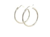 10k White Gold Polished Hoop Earrings (2x25mm)