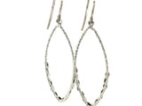 Sterling Silver Textured Marquise Motif Dangle Earrings