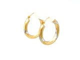 14k Two Tone Gold Polished Hoop Earrings (3x20mm)
