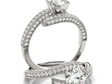 14k White Gold Round Diamond Bypass Style Engagement Ring (1 1/2 cttw)