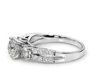 14k White Gold Split Shank 3 Stone Round Diamond Engagement Ring (2 cttw)