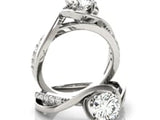 14k White Gold Split Band Round Bypass Diamond Engagement Ring (1 1/8 cttw)