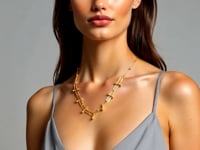 14k Yellow Gold Beaded U Link Chain Necklace