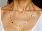 14k Yellow Gold Chain Necklace with Cross Stations