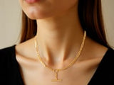 14k Yellow Gold Alternating Oval and Round Chain Necklace with Toggle