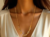 Two Tone Pallina Paperclip Necklace in 14K Gold