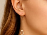 Textured Pear Shaped Long Drop Earrings in 14k Rose Gold