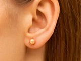 14k Rose Gold Ball Earrings with Faceted Texture(5mm)