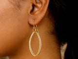 14k Two Tone Gold Textured Triple Oval Shape Drop Earrings