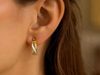 14k Two Tone Gold Oval Twisted Hoop Earrings