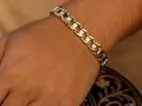 14K Two-Tone Gold Men's Bracelet with S Style Bar Links (7.85 mm)
