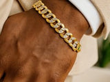 14k Two Tone Gold Pave Curb Bracelet (11.23 mm)