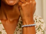 Rhodium Plated Sterling Silver Bold Bead Bracelet (10.00 mm)
