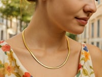 14K Yellow Gold And Silver Reversible Omega Chain Necklace (4.00 mm)