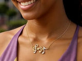 14k Two-Toned Yellow and White Gold Musical Notes Necklace