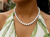 Pearl Necklace with Ball Clasp in 14K Yellow Gold 