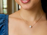14k Rose Gold Pearl Solitaire Necklace