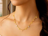 14K Tri Color Necklace with Dangling Circles