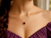 14K Yellow Gold Emerald Cut Garnet Necklace