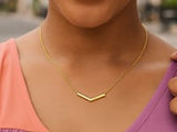 14K Yellow Gold Chevron Necklace