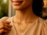 14K Two Tone Gold Interlocking Circle Necklace