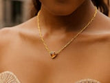 14K Yellow Gold Citrine Heart Necklace (1.50 mm)