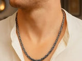 Sterling Silver Gunmetal Finish Byzantine Chain Necklace