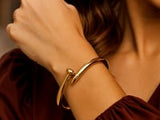 Bypass Nail Head Cuff Bangle in 14K Yellow Gold
