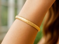 14k Yellow Gold Diamond Carved Bangle (6.00 mm)