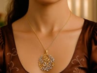 14k Two-Tone Yellow and White Gold Tree of Life Pendant