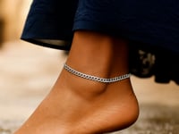 2.6mm 14k White Gold Curb Link Anklet 
